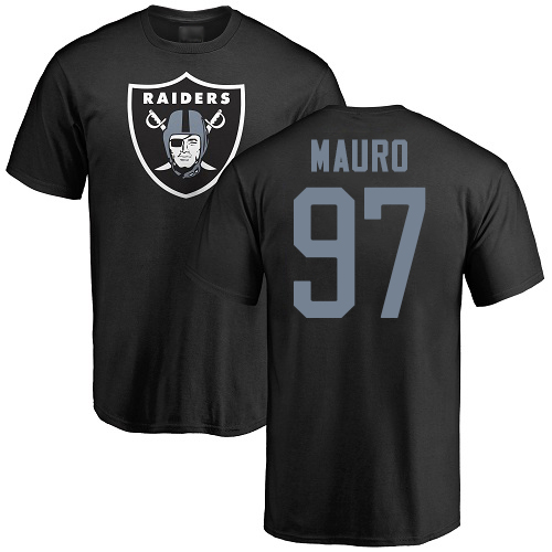 Men Oakland Raiders Black Josh Mauro Name and Number Logo NFL Football #97 T Shirt